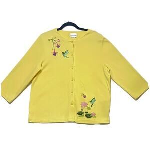 Breckenridge Button Up Jacket Women's Large Yellow Embroidered Casual